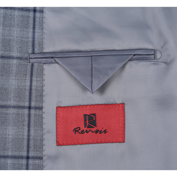 Men's Slim Fit Stretch Checked Suit by Renoir