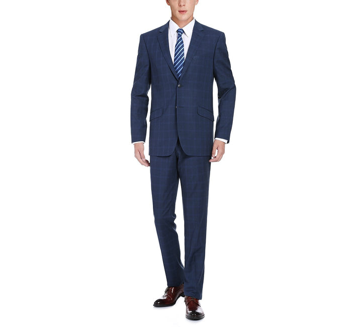 Men's Slim Fit Single Breasted Check Suit