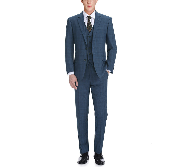 3-Piece Classic Windowpane Suit by Renoir