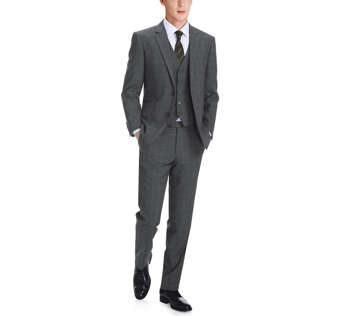 Men's Windowpane Classic Fit Suit 3-Piece by Renoir