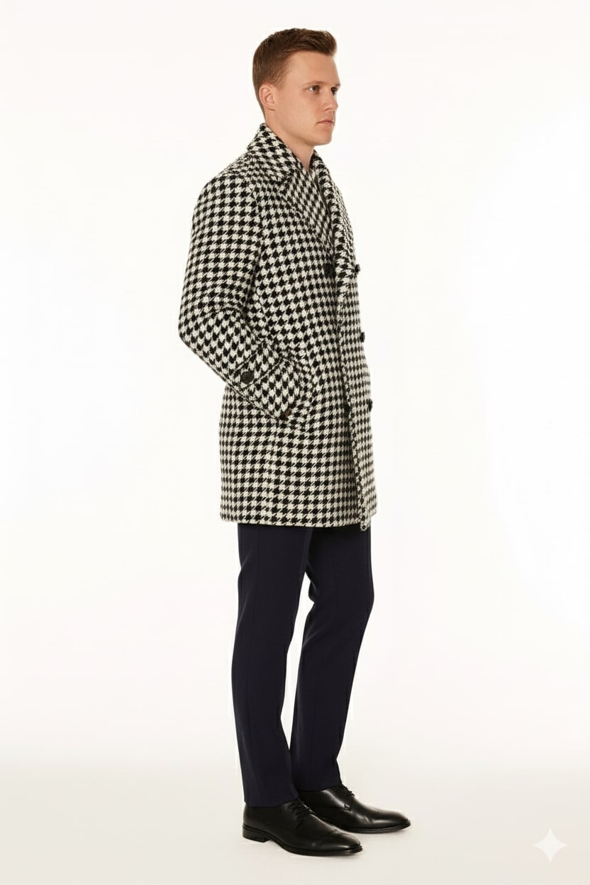 Men’s Houndstooth Double-Breasted Overcoats