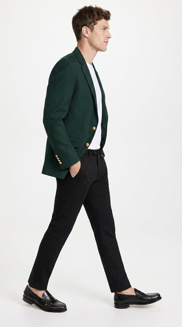 Men’s Hunter Green Blazer with Black Pants –, Church, Business and Formal Outfit dark green color