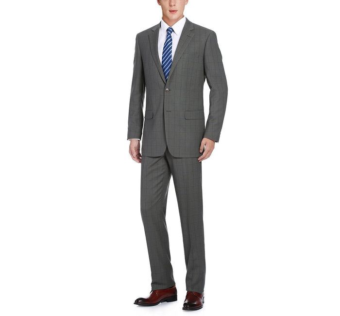 Men's Windowpane Check Two Piece Classic Suit
