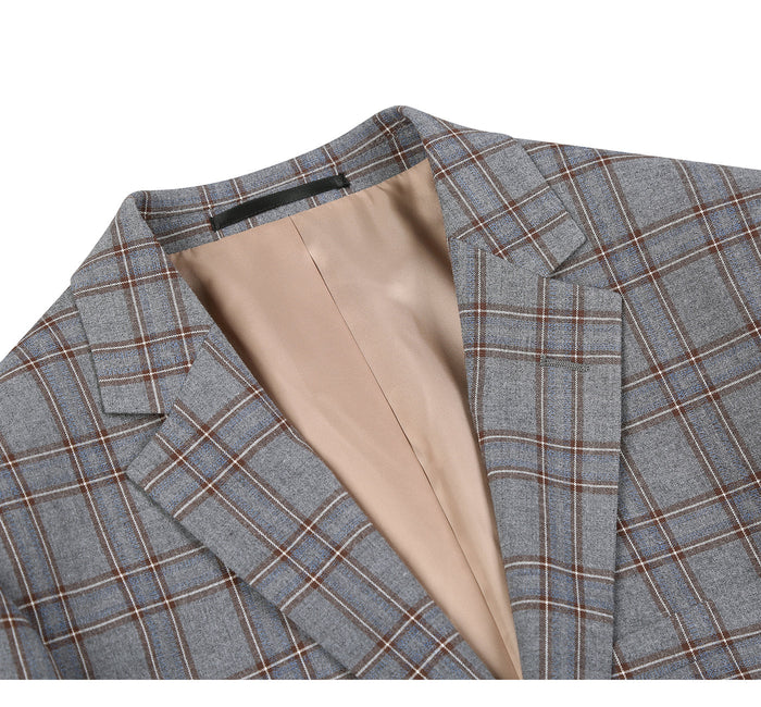 Slim Fit Windowpane Check Suit - Stretch Two Piece