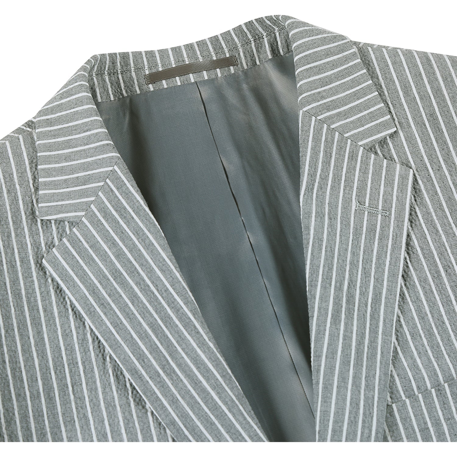 Men's Slim Fit Gray Stripe Cotton Suit with Notch Lapels