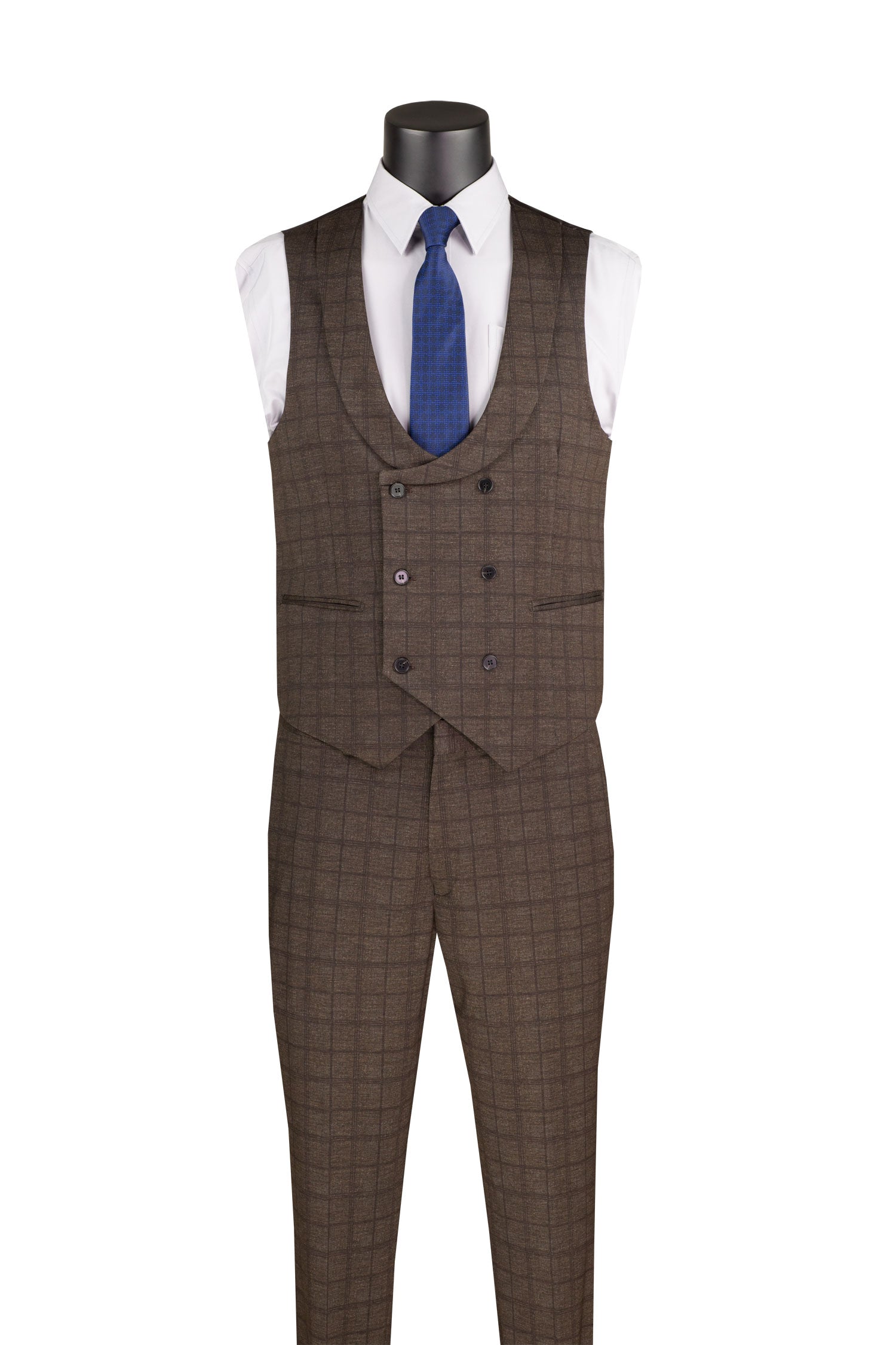 Slim Fit Brown 3 Piece Stretch Suit