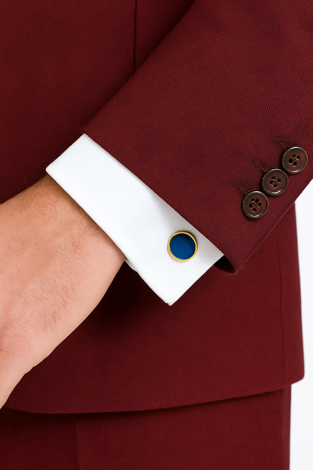 Burgundy and Navy Blue Lapel Vested 3 Piece Tuxedo Suit