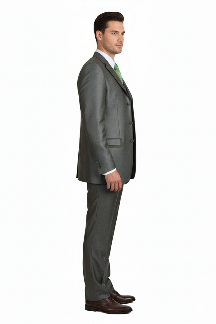 Olive Green Three-Piece Suit Classic Fit, Vest & Tie