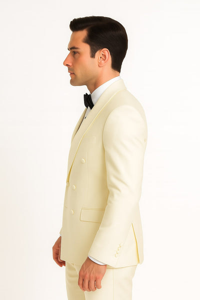 Off-White Double Breasted Shawl Tuxedo Jacket