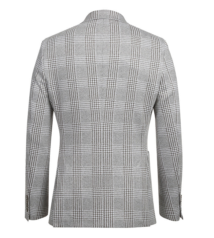 Plaid Gray Slim Fit Half Canvas Blazer