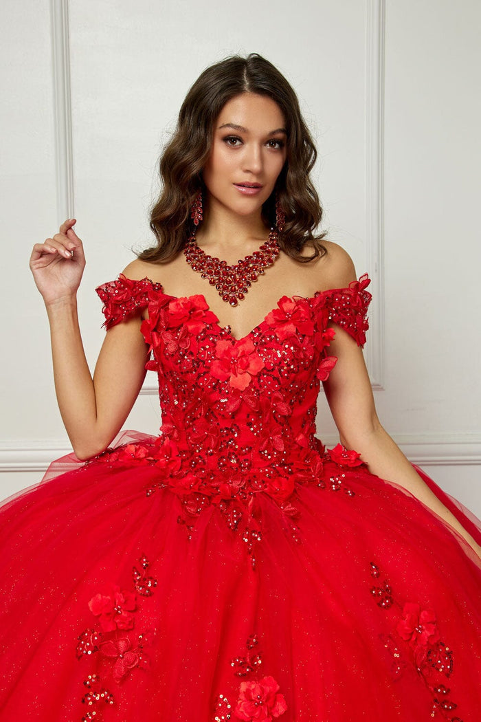 3D Butterfly Off Shoulder Ball Gown by Bella Princess PQ1028