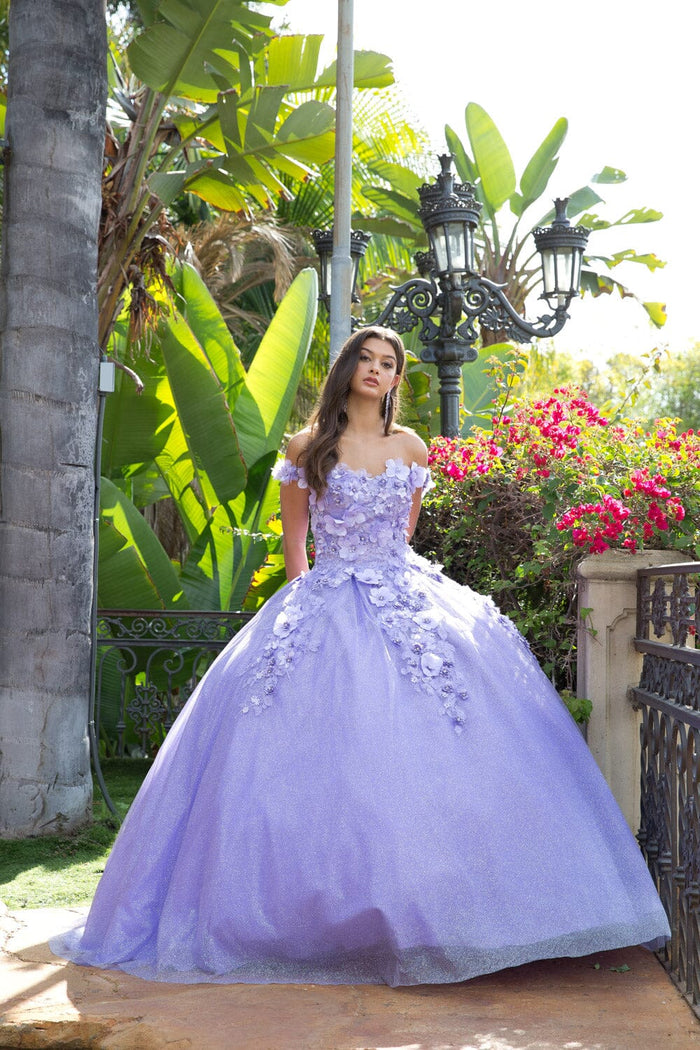 3D Floral Off Shoulder Ball Gown by Bella Princess PQ1002