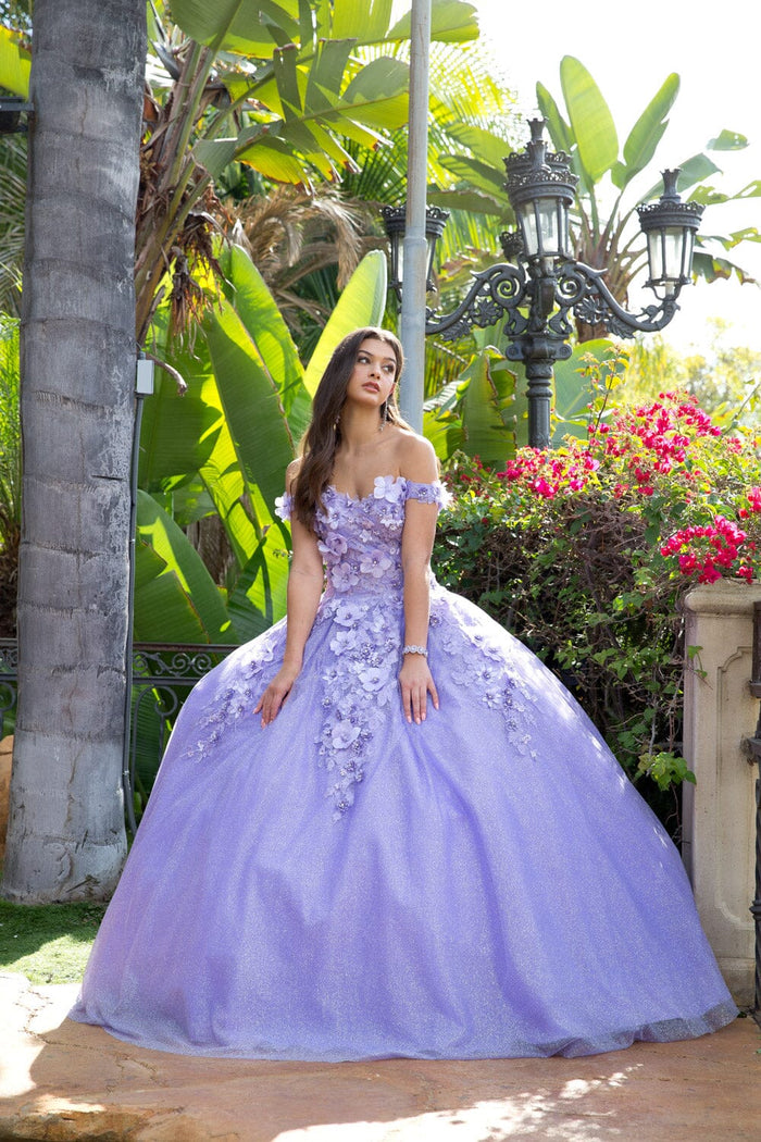 3D Floral Off Shoulder Ball Gown by Bella Princess PQ1002