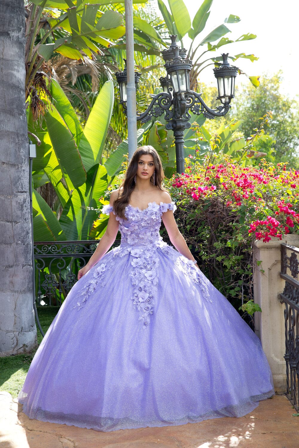 3D Floral Off Shoulder Ball Gown by Bella Princess PQ1002