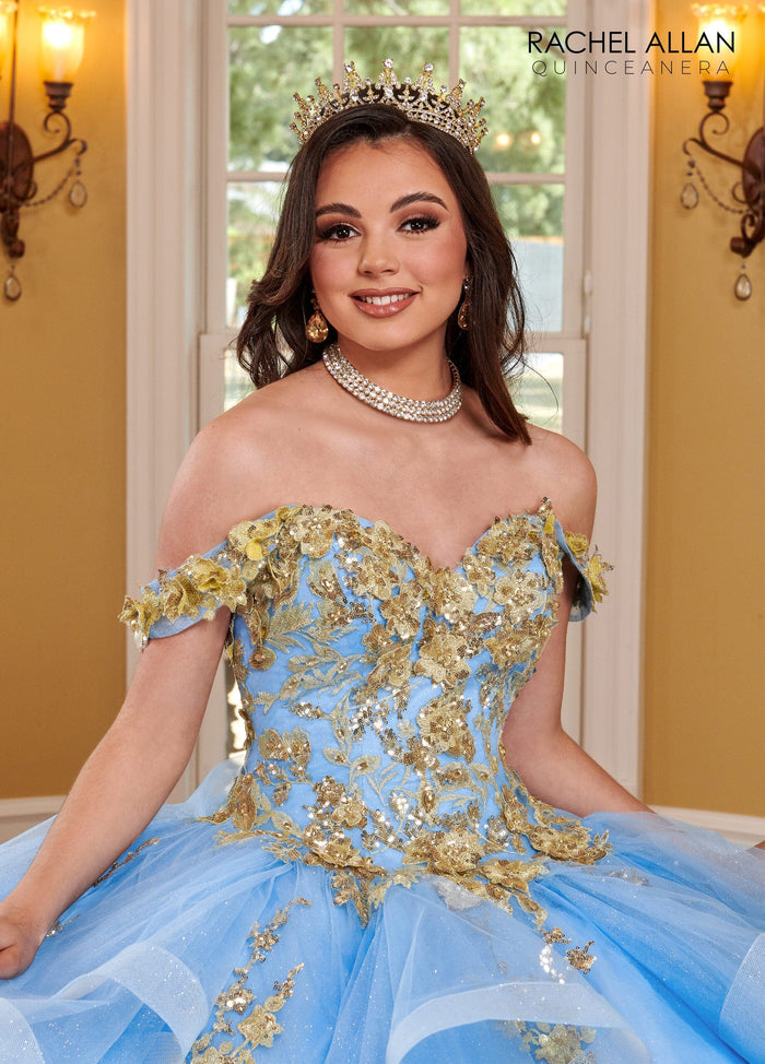 Rachel Allan RQ2165 3D Floral Ruffled Quinceanera Dress