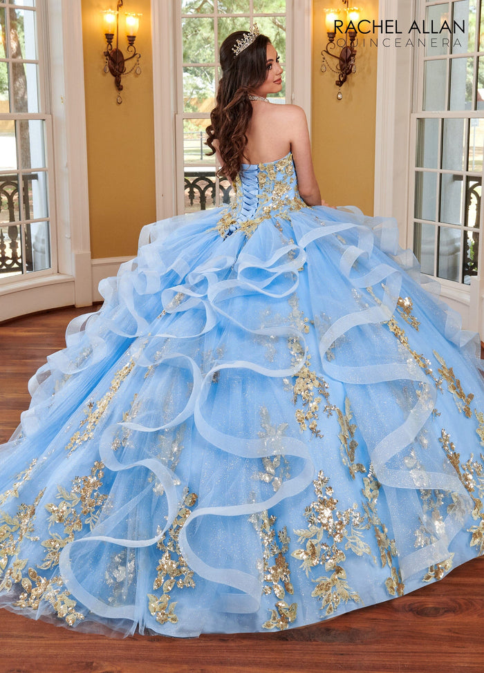 Rachel Allan RQ2165 3D Floral Ruffled Quinceanera Dress