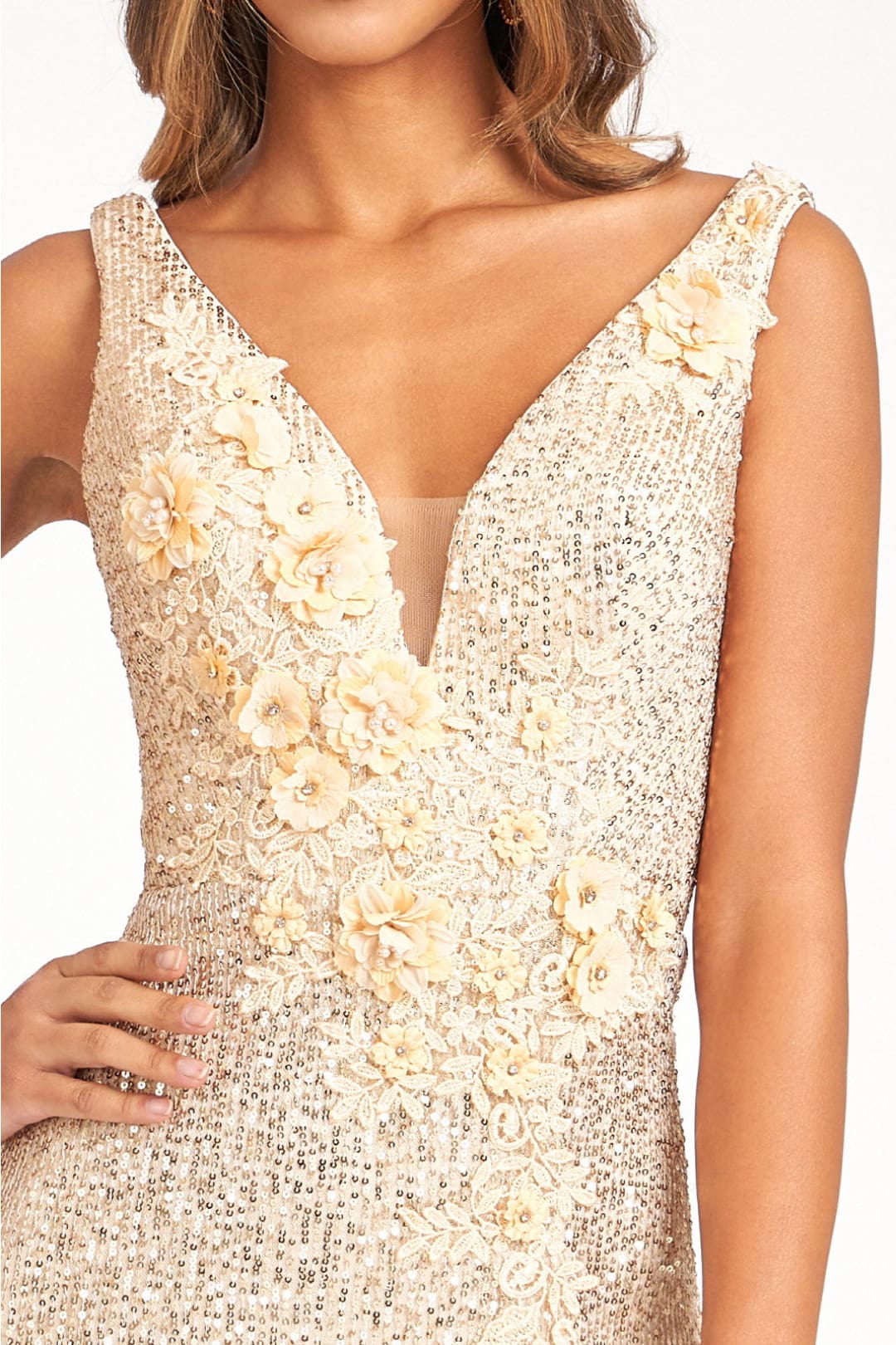 3D Floral Sequin Mermaid Dress by Elizabeth KGL3056