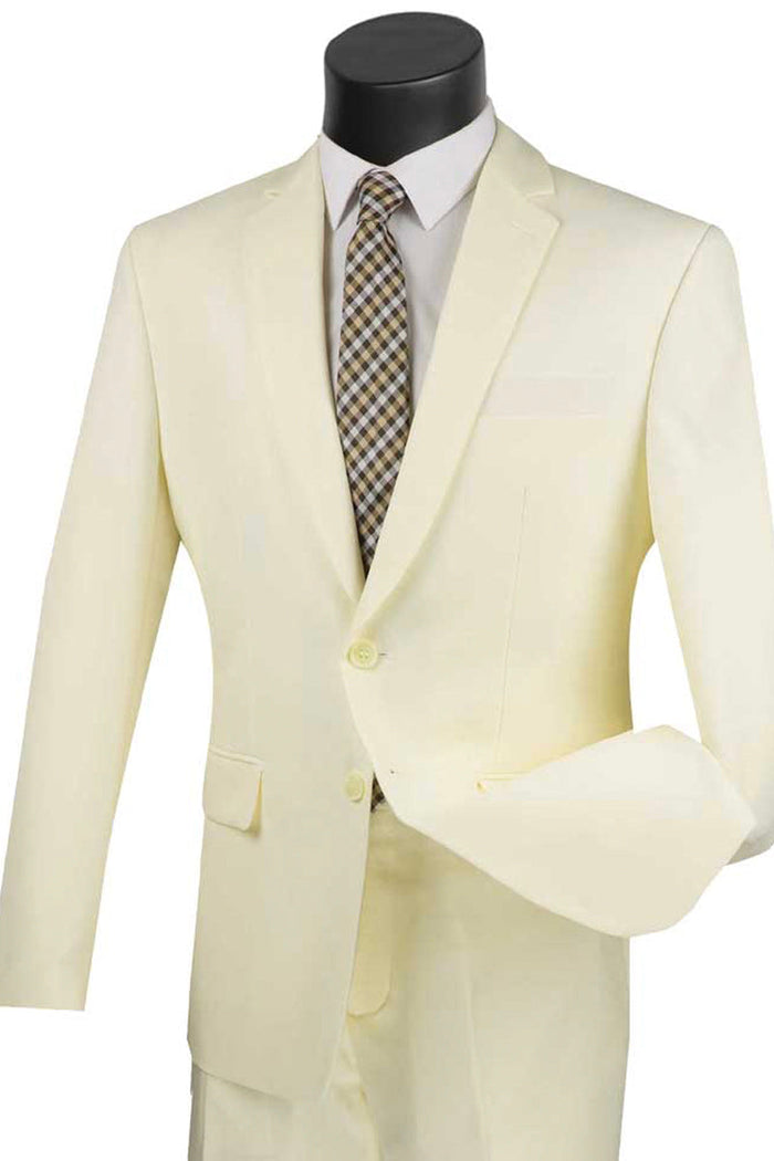 Men’s Slim Fit Poplin 2-Button Suit in Ivory