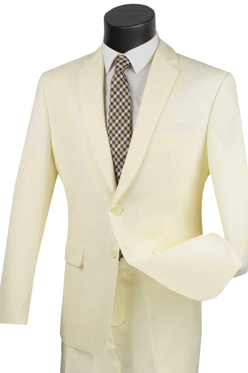 Men’s Slim Fit Poplin 2-Button Suit in Ivory