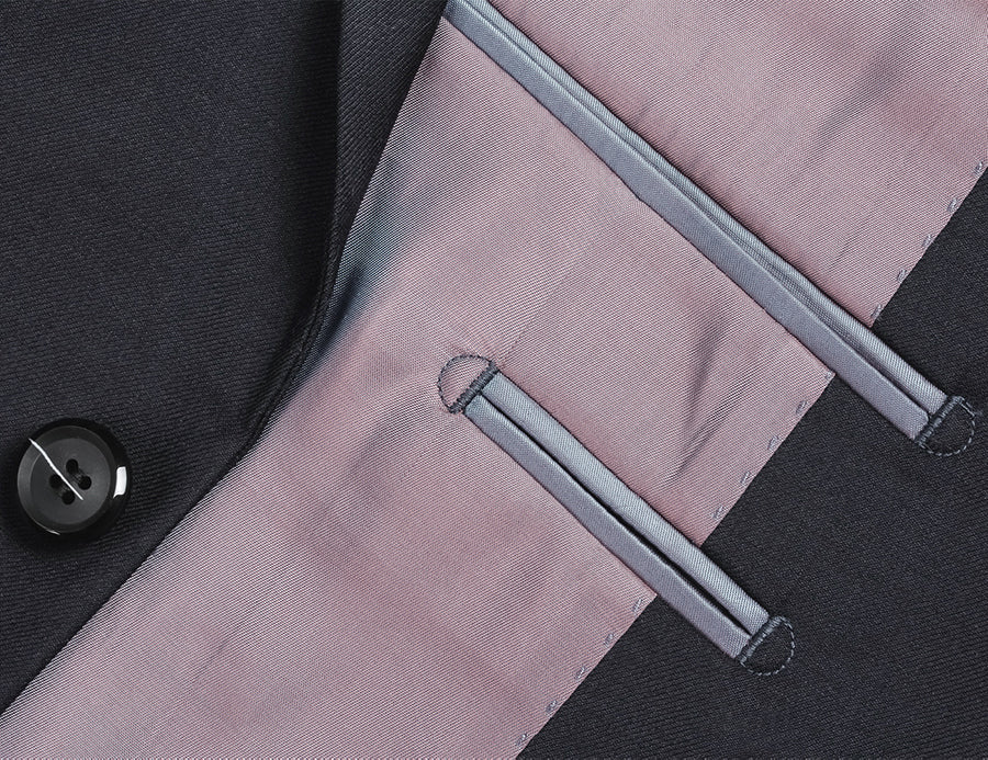 Navy Virgin Wool 2 Piece Suit by Bevagna