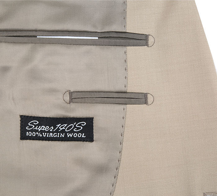 Bevagna Beige 100% Wool Regular Fit Suit