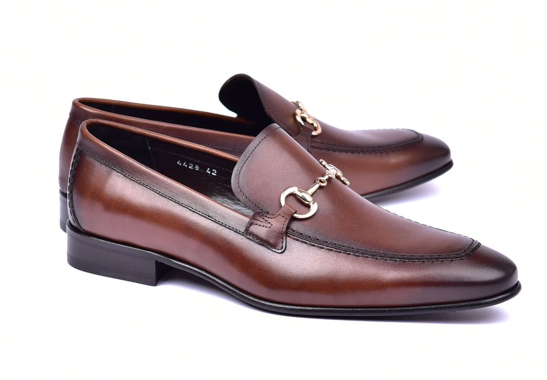 Corrente 4428 Leather Slip-On Loafer Shoes - Antique Brown - Antique Brown - Size 13