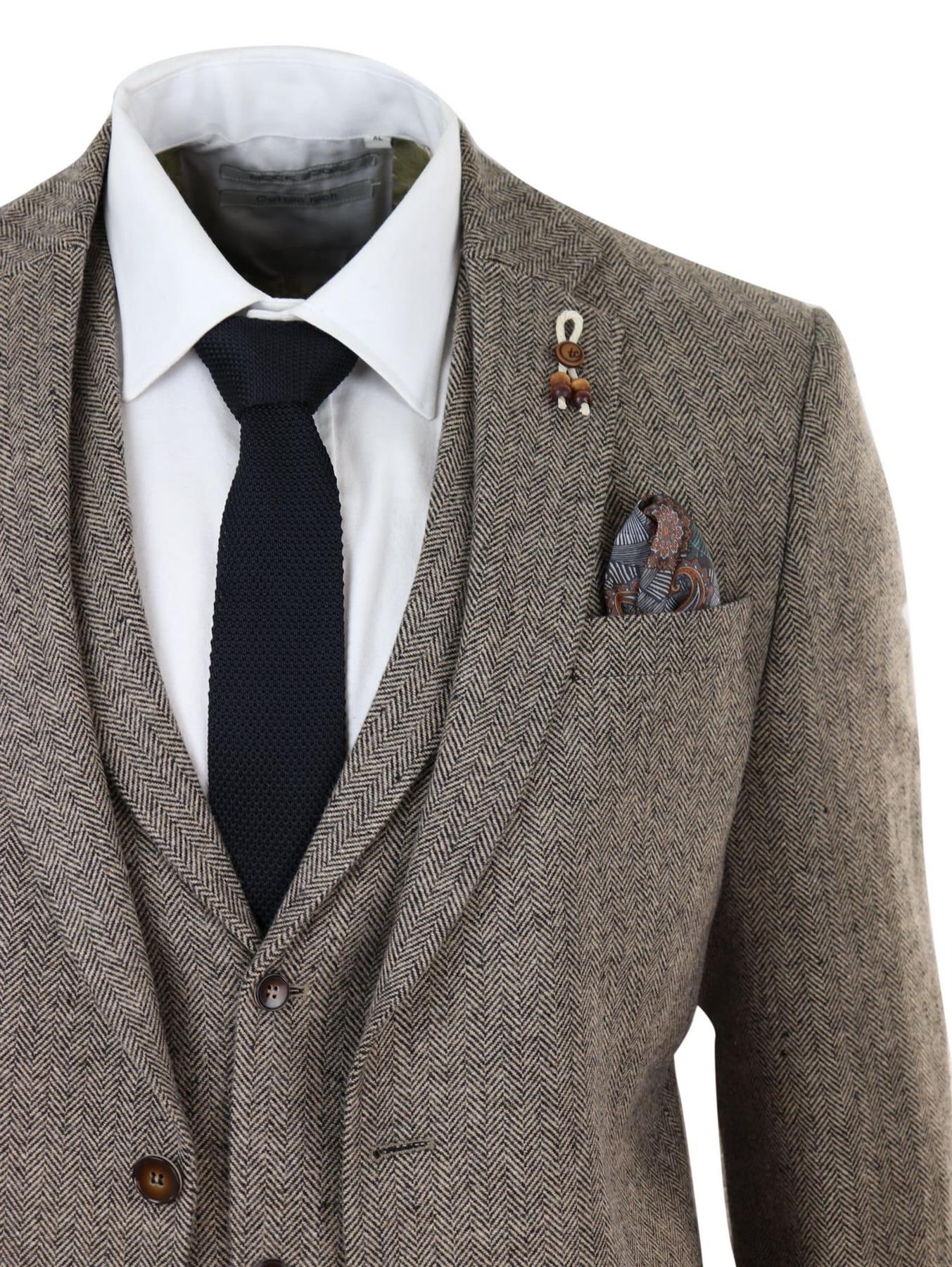 Classic Peaky Blinders Inspired Suit – Oak Brown 3-Piece Herringbone Tweed