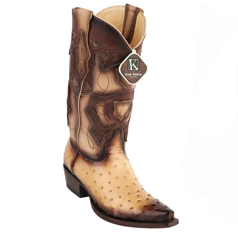 King Exotic Ostrich Snip Toe Western Boots