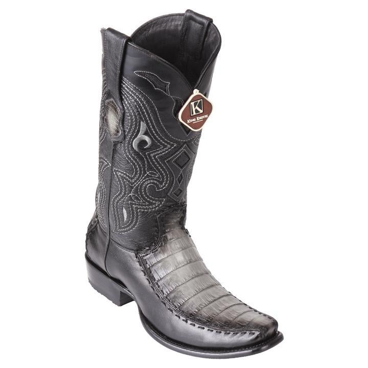 King Exotic Caiman Belly Boots Faded Gray Handcrafted