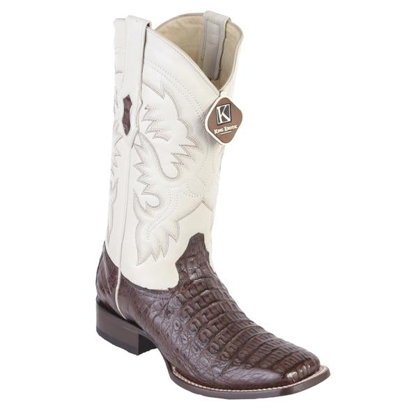 King Exotic Men's Square Toe Caiman Boots Brown