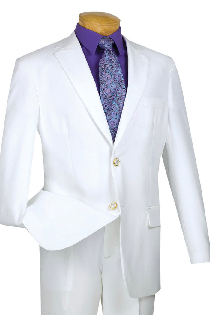 Mens White 2-Button Poplin Dress Blazer