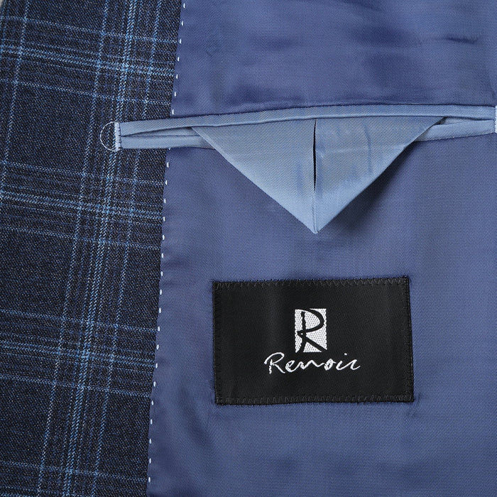 Men's Slim Fit Wool Stretch Checked Suit by Renoir