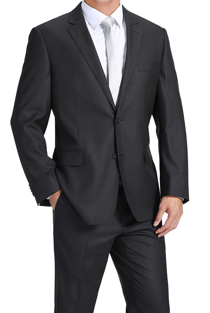 Charcoal Wool Regular Fit 2-Piece Suit