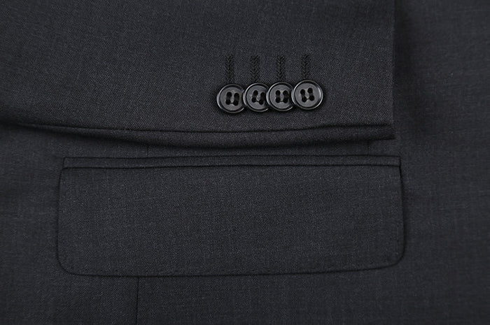 Charcoal Wool Regular Fit 2-Piece Suit
