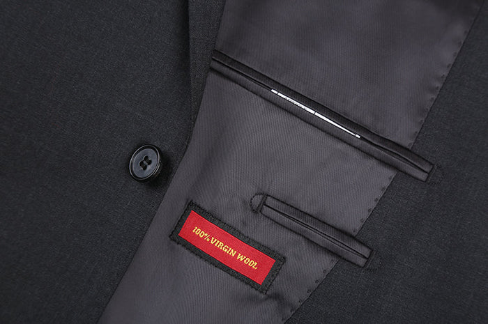 Charcoal Wool Regular Fit 2-Piece Suit