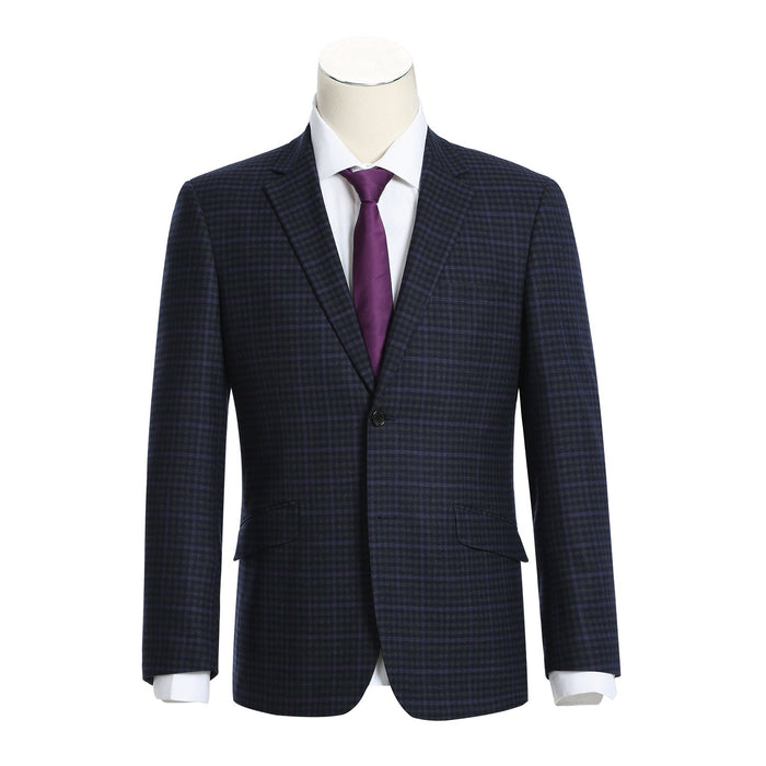 Men's Slim Fit Wool Stretch Checked Suit by Renoir