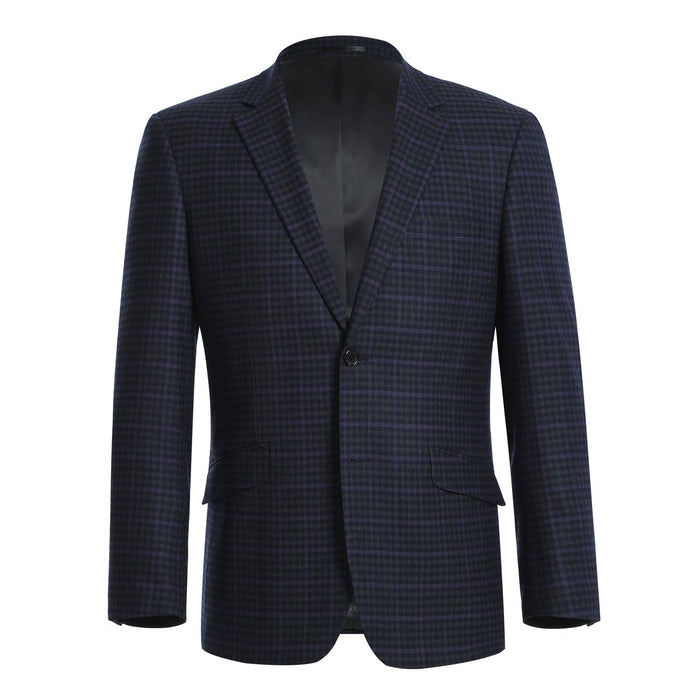 Men's Slim Fit Wool Stretch Checked Suit by Renoir