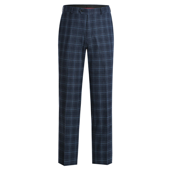 Men's Slim Fit Wool Stretch Checked Suit by Renoir