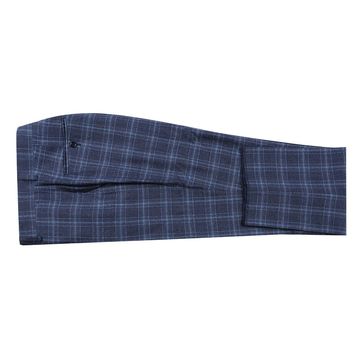 Men's Slim Fit Wool Stretch Checked Suit by Renoir