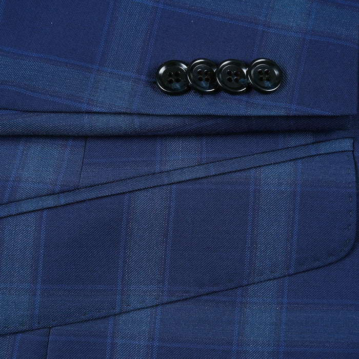 Classic Fit Wool Checked Suit for Men