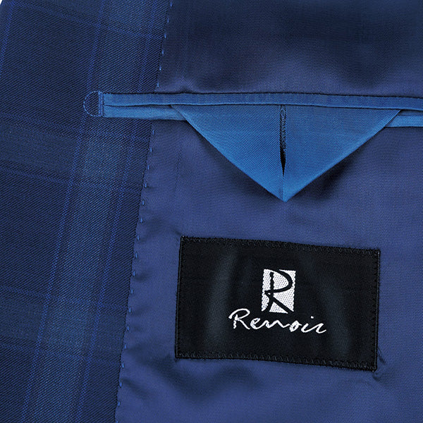Blue Checked Wool 2 Piece Suit Regular Fit