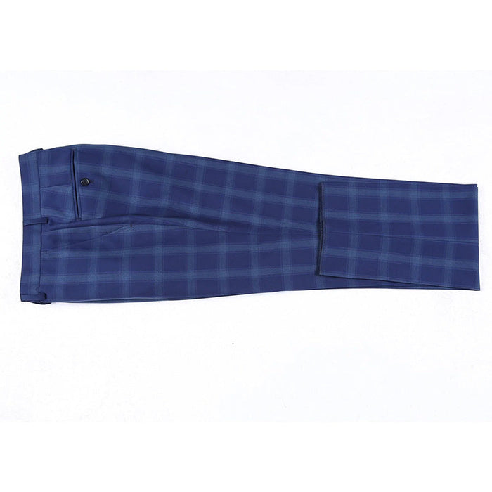 Blue Checked Wool 2 Piece Suit Regular Fit