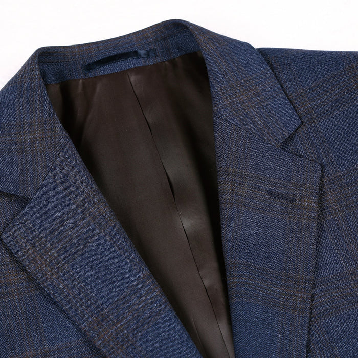 3-Piece Wool Stretch Checked Suit by Renoir