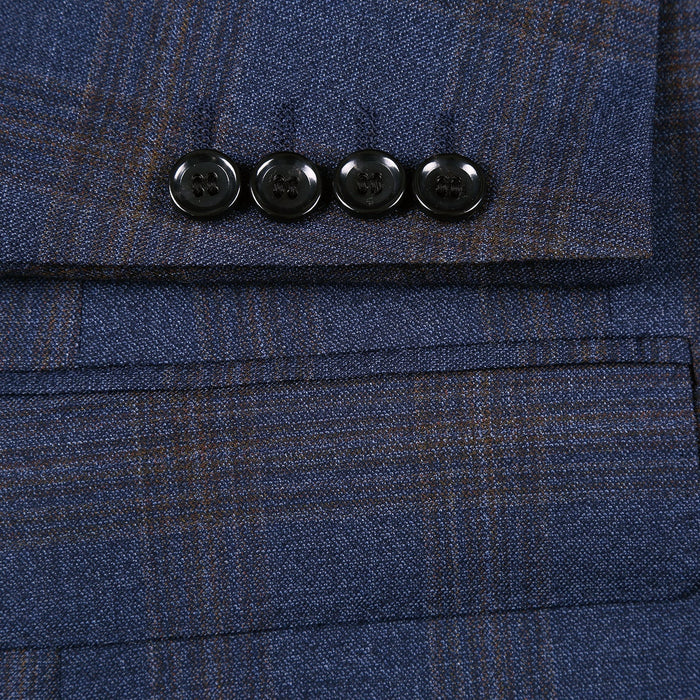 3-Piece Wool Stretch Checked Suit by Renoir