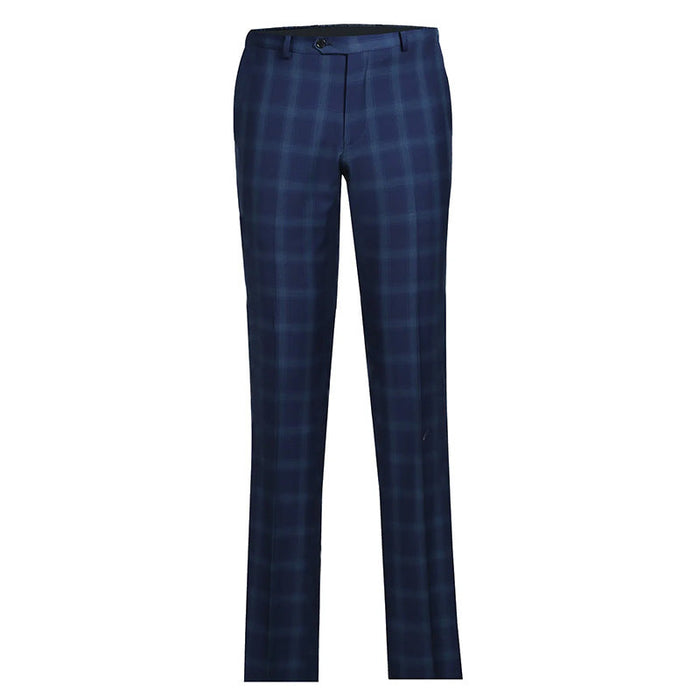 Blue Checked Wool 2 Piece Suit Regular Fit