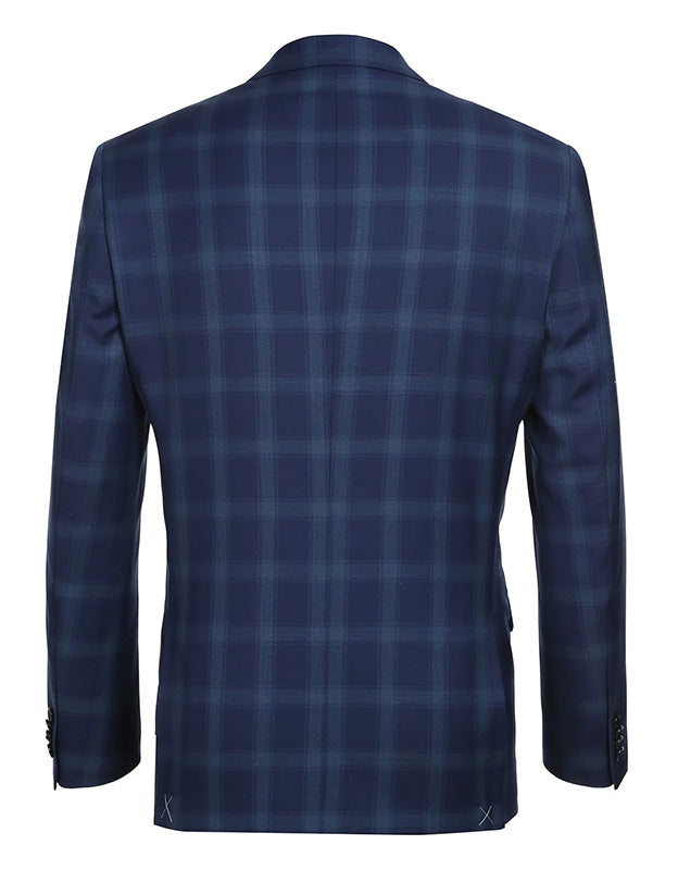 Blue Checked Wool 2 Piece Suit Regular Fit