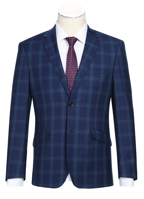 Blue Checked Wool 2 Piece Suit Regular Fit