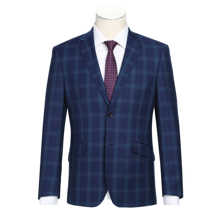 Classic Fit Wool Checked Suit for Men