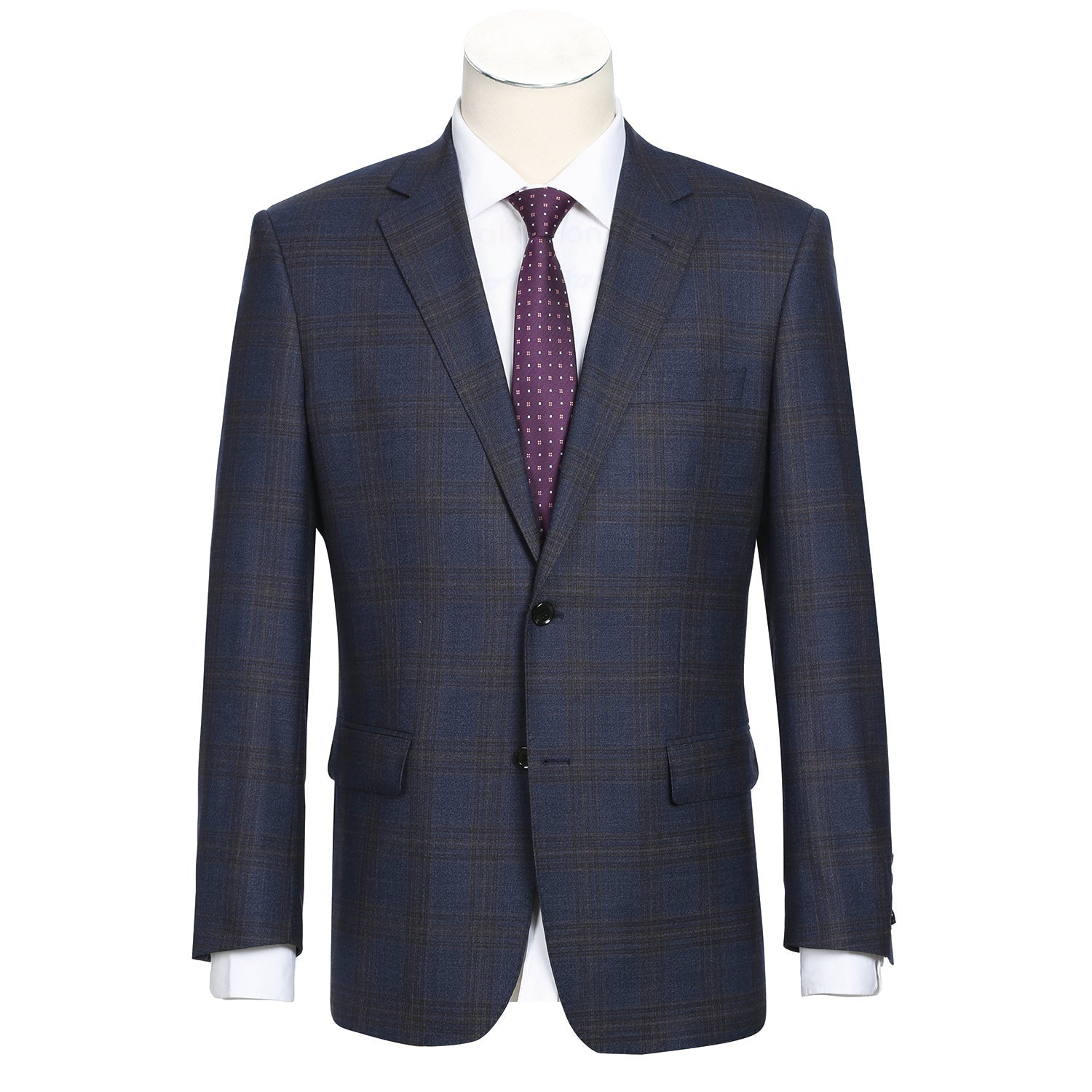 3-Piece Wool Stretch Checked Suit by Renoir