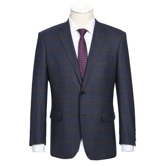 3-Piece Wool Stretch Checked Suit by Renoir